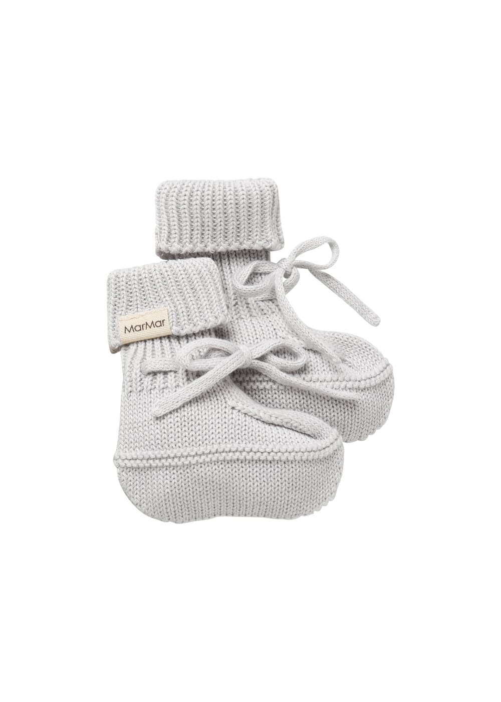 Soft Grey Pearl Knit Warm Booties for Baby Feet by MarMar Copenhagen