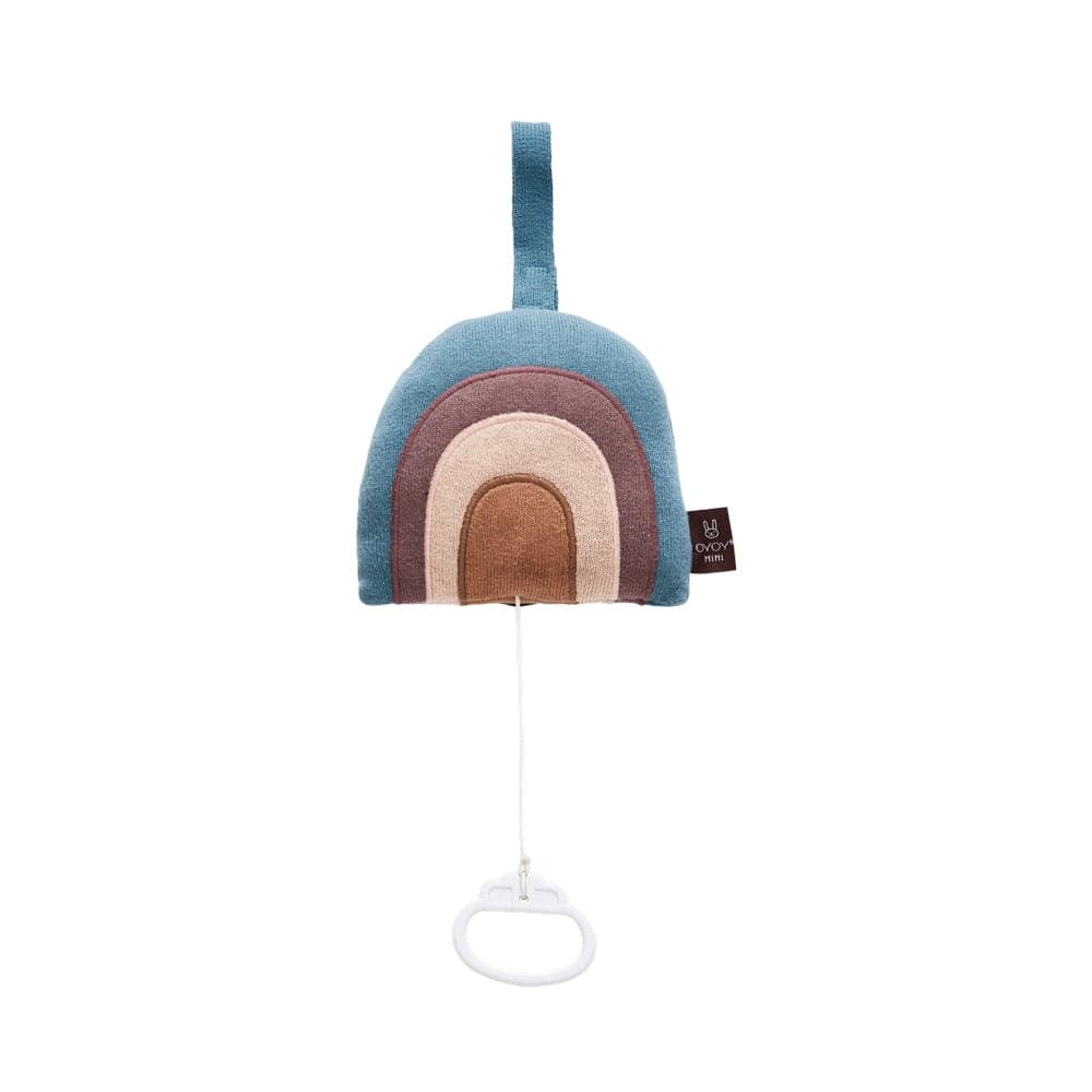 OYOY MINI Rainbow Music Mobile hanging over a crib.