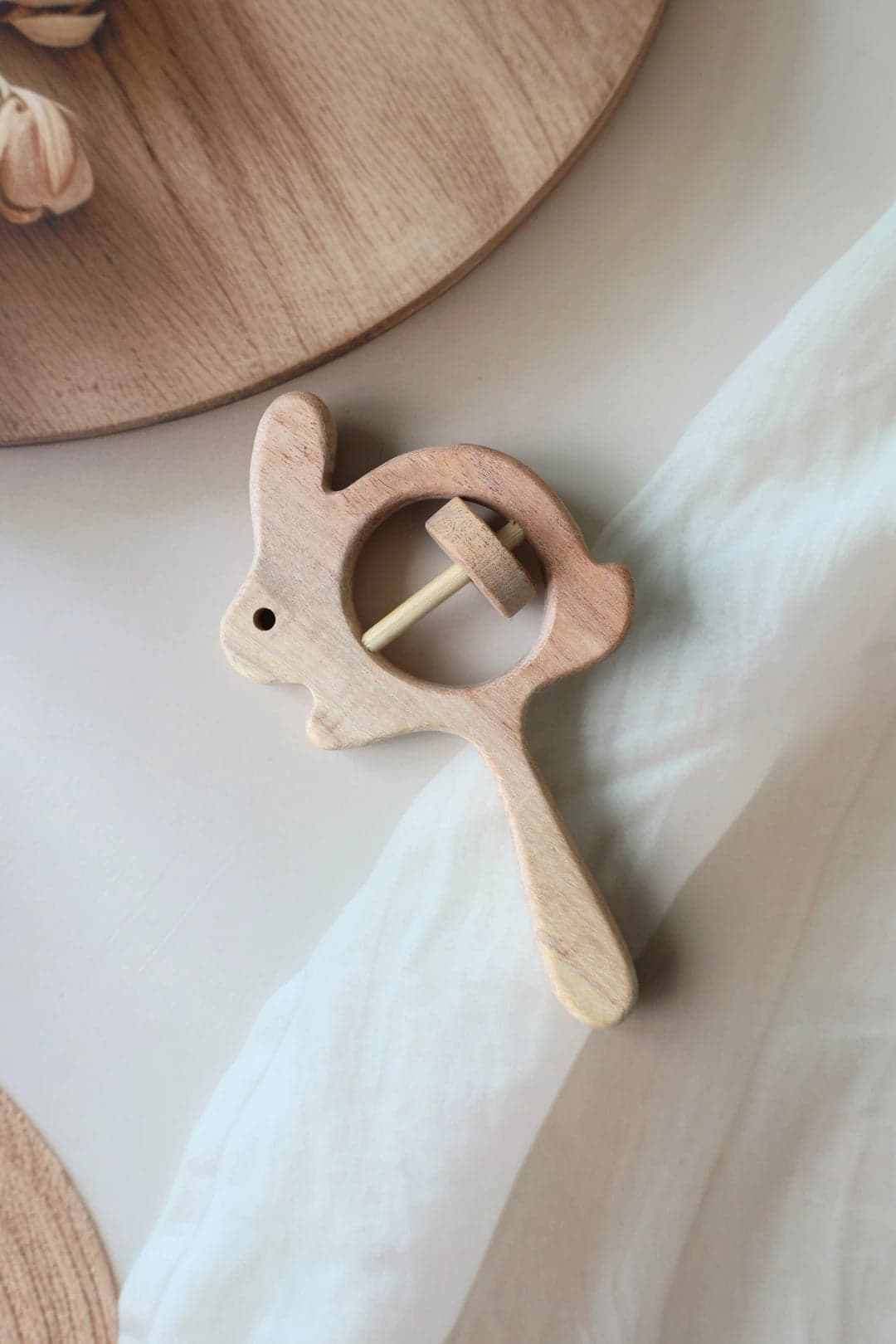 LilBontre Bunny-Wooden Baby Rattle for infants