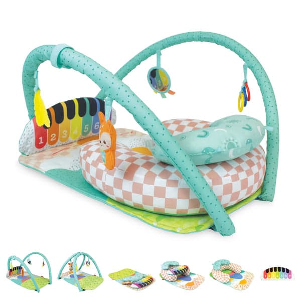 Infantino Kick 'n Keys 7-in-1 Musical Piano Activity Gym with Seat Positioner for babies.