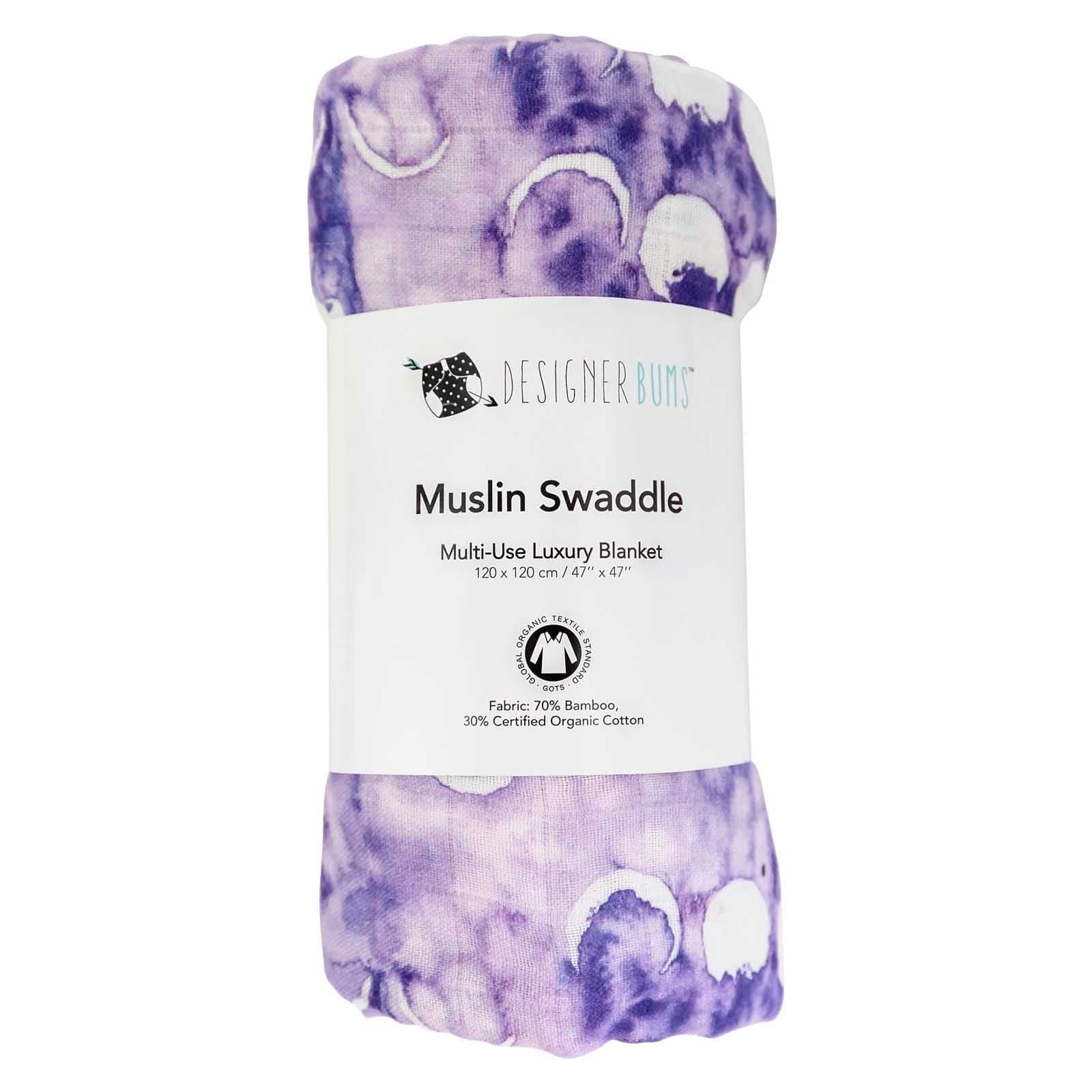 Luxury Baby Swaddles from Designer Bums, showcasing elegant design and soft fabric.