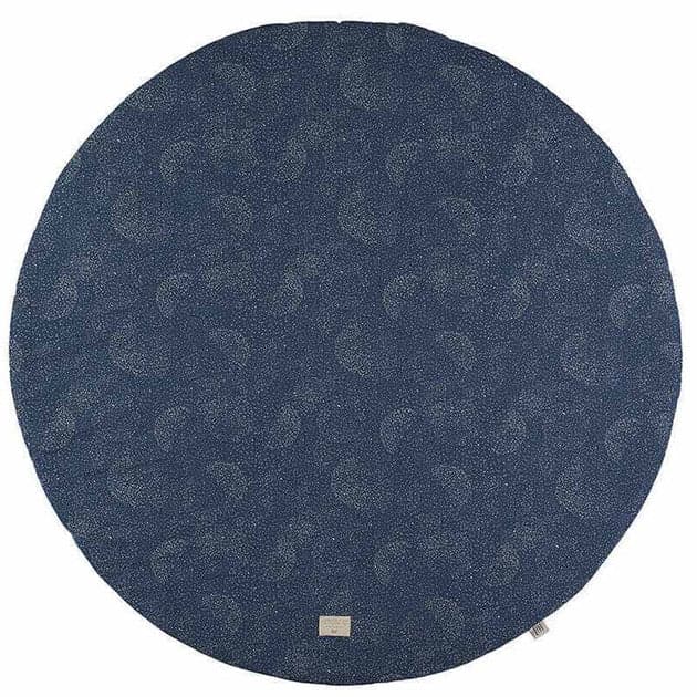 Nobodinoz Play Mat in Gold Bubble and Night Blue.