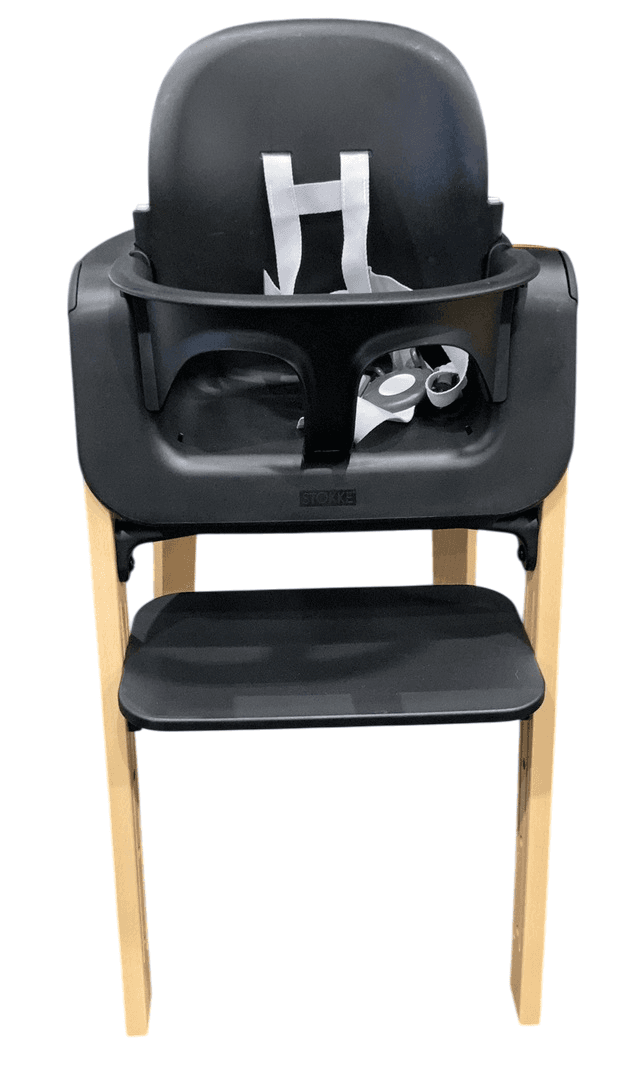 Stokke Steps High Chair with black seat and natural legs
