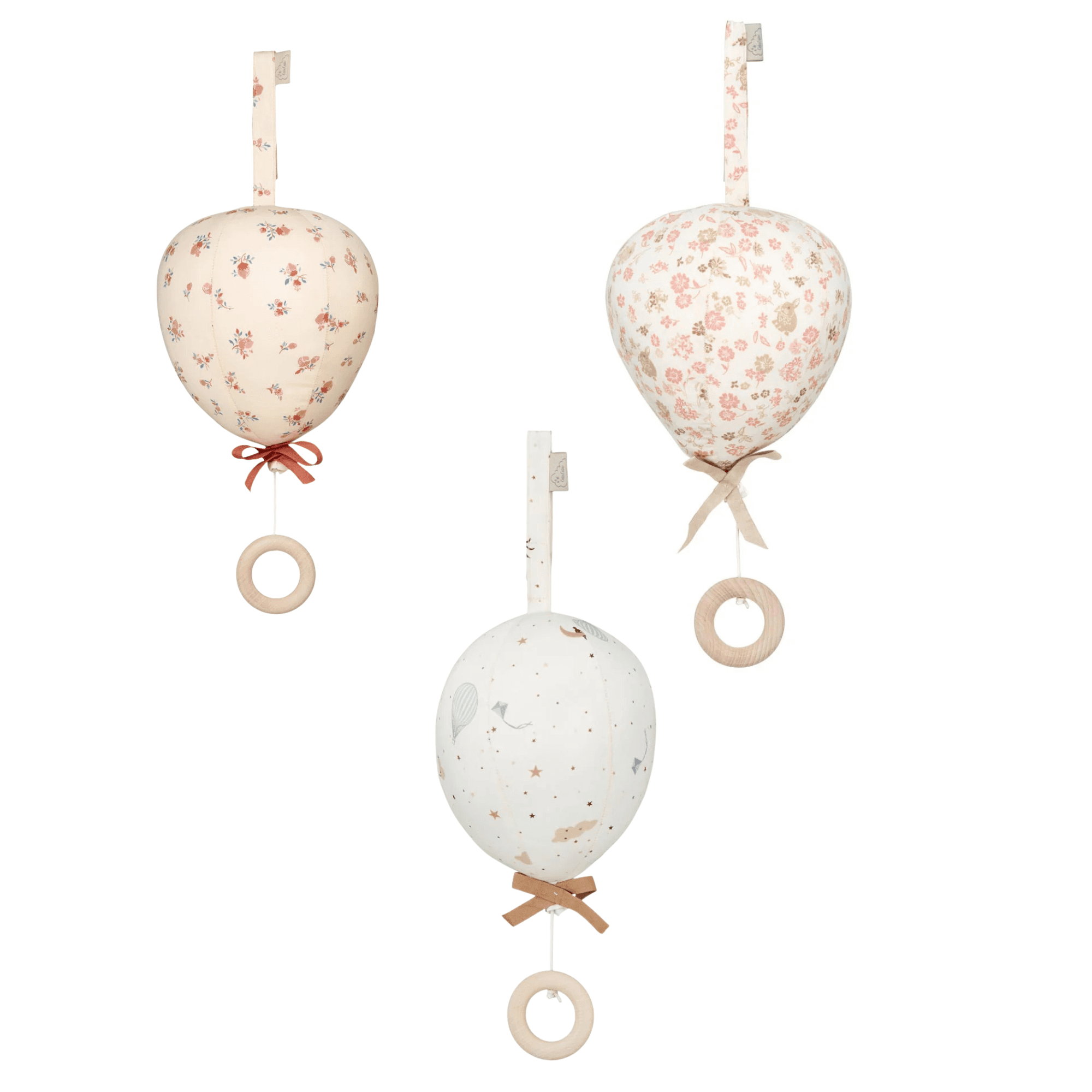 CamCam Copenhagen Musical Balloon Mobile hanging in a nursery.