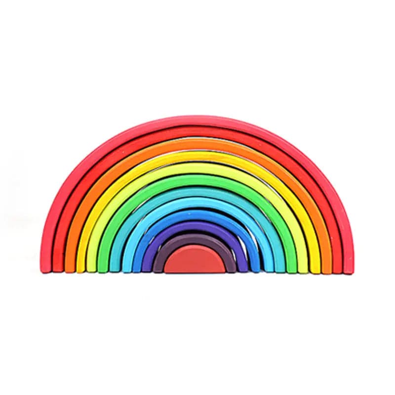 Wooden Rainbow Stacker by kinderhuis for creative play and early learning.