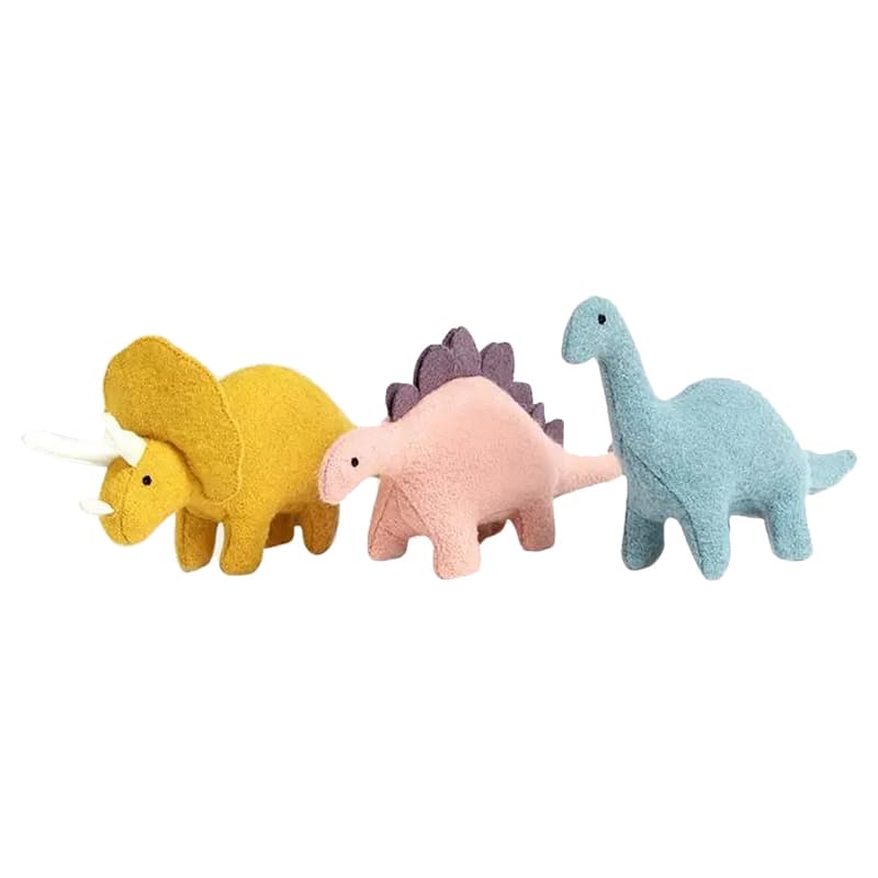 Handmade soft Olli Ella Holdie Folk Dinosaurs for children.