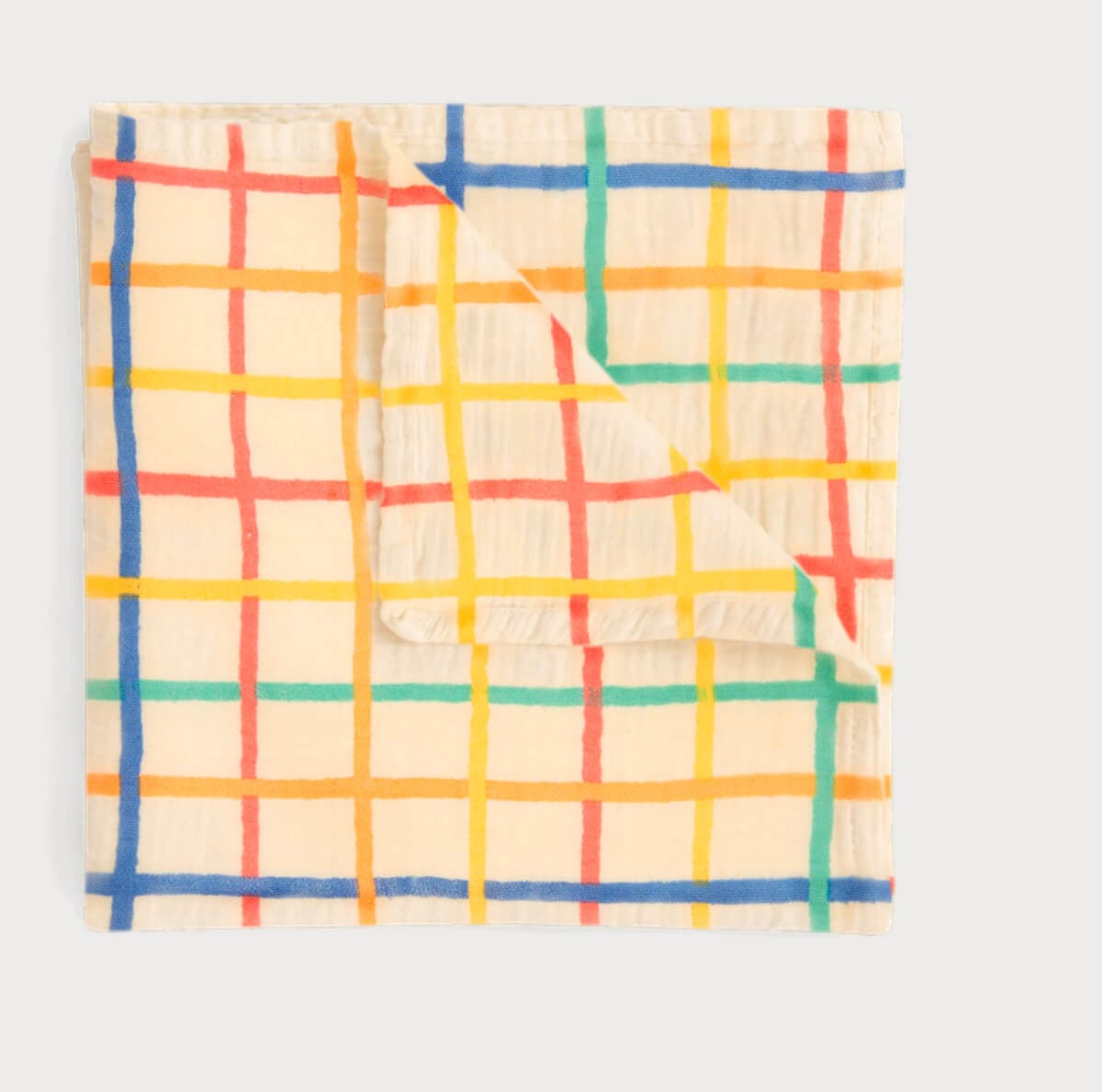 Ditto Rainbow Check Large Muslin Swaddle Blanket by The bonniemob.