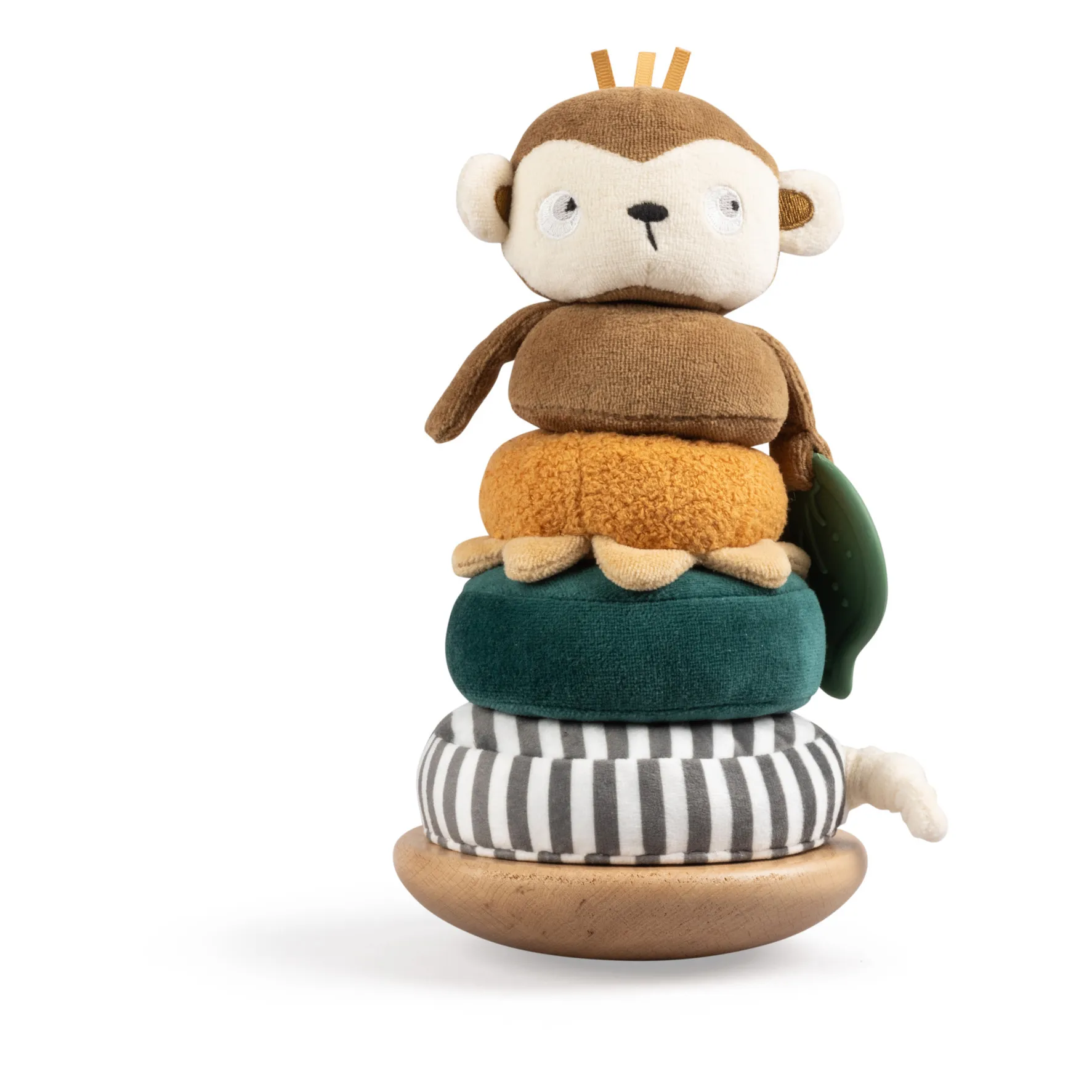 Plush & Wood Stacking Monkey by Sebra, a charming baby toy.