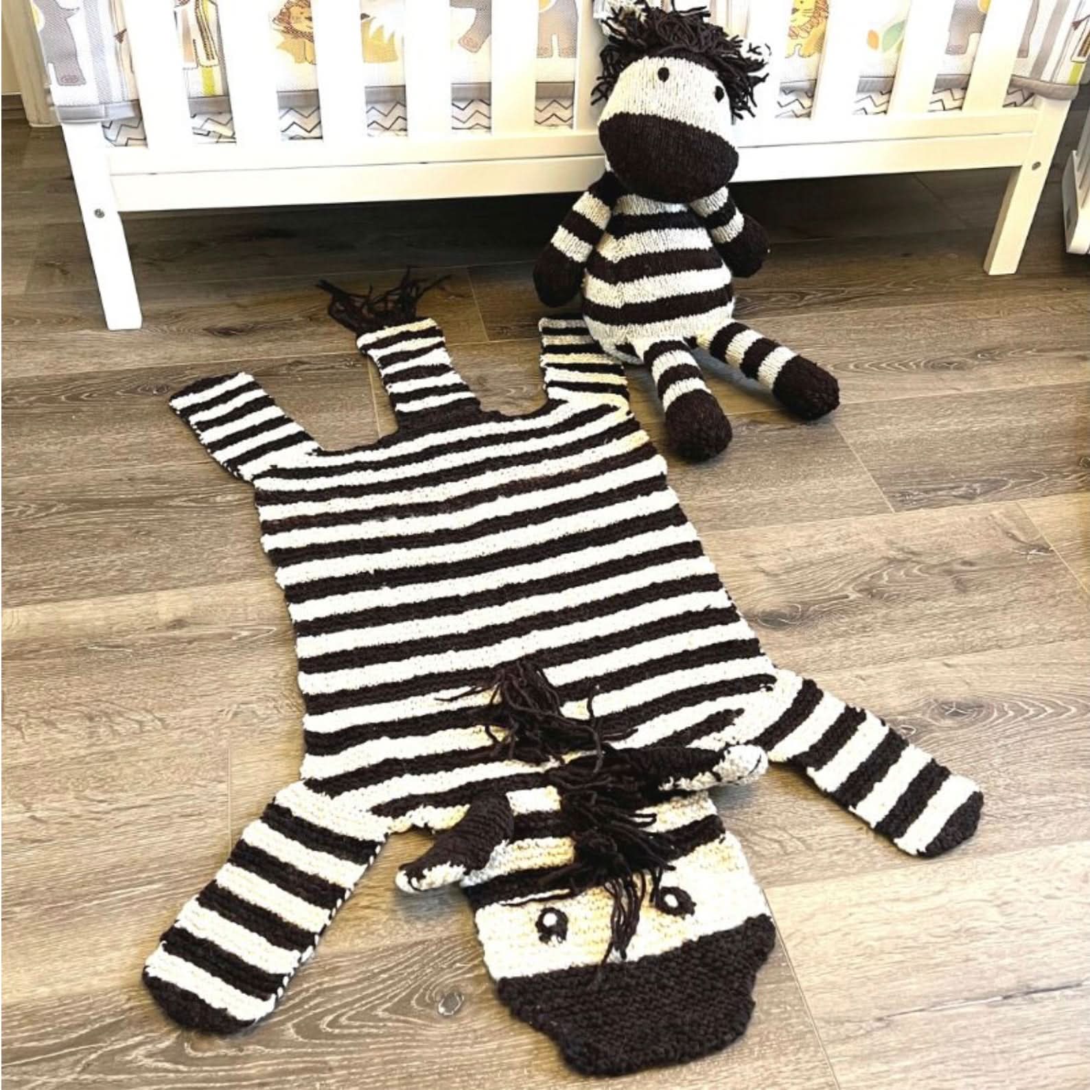 Organic Wool Play Mat in Zebra design for nursery