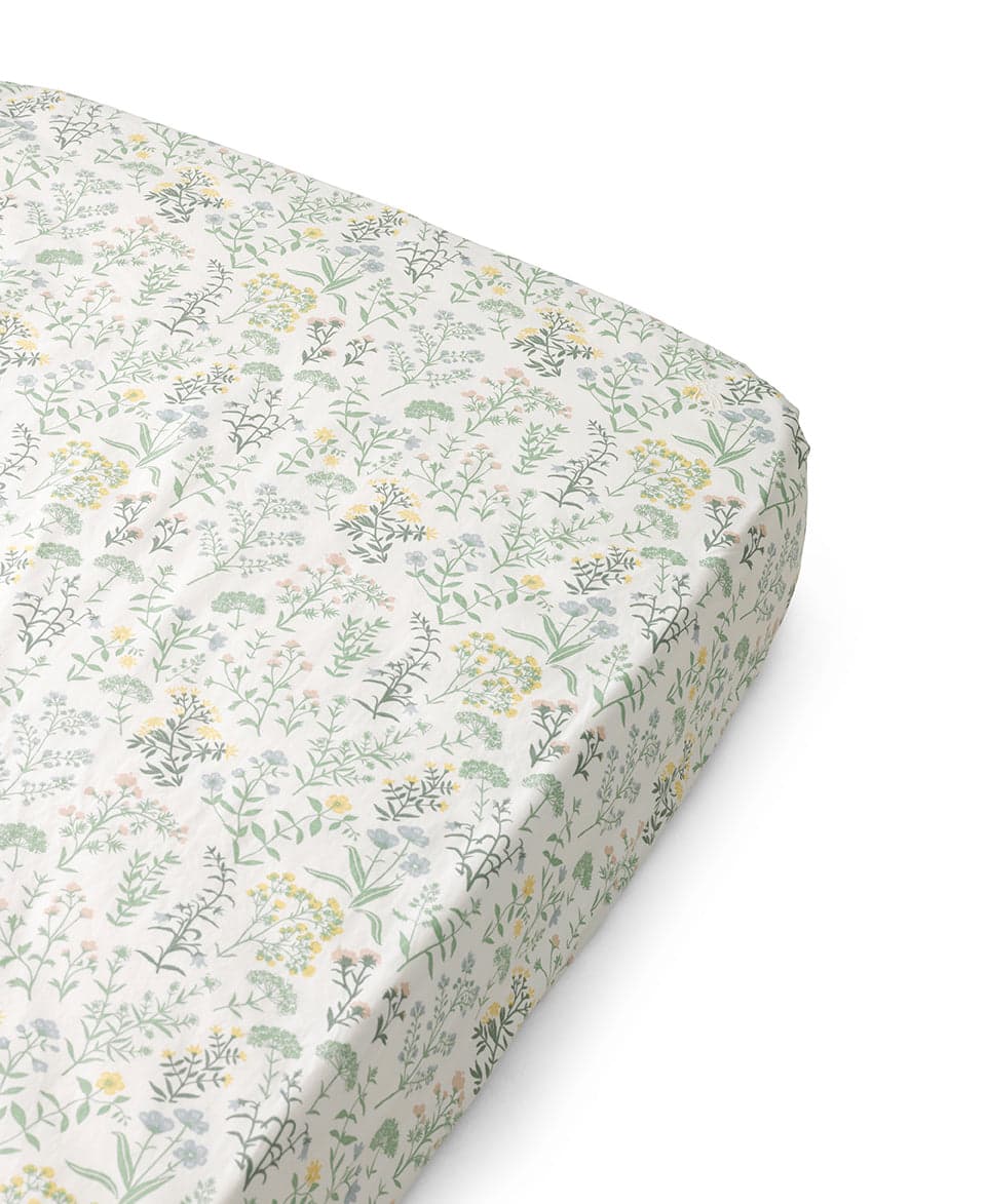 Ada Fitted Sheet in Summer Flowers by Oliver Furniture, vibrant floral pattern on soft fabric.