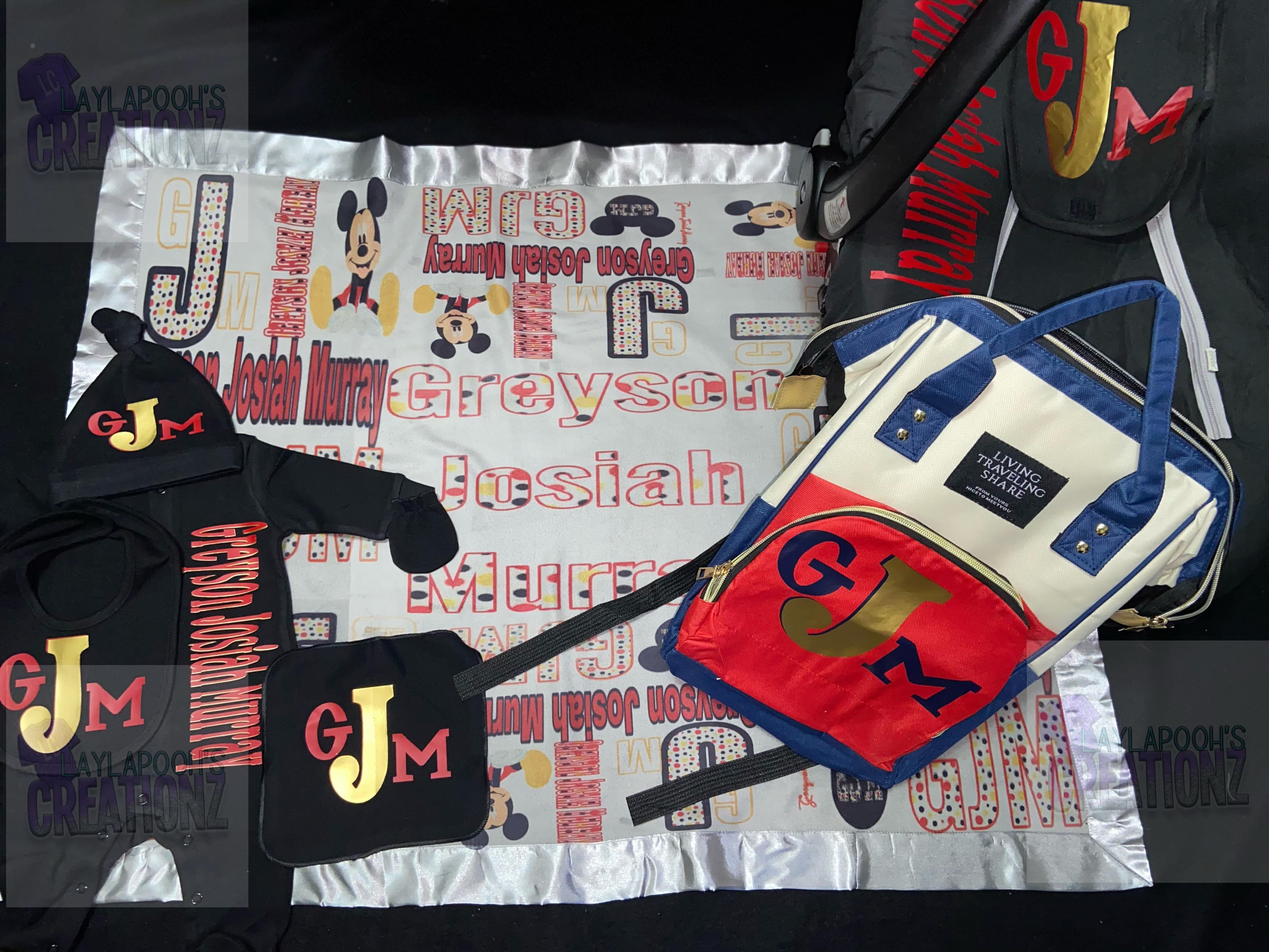 Layla Pooh’s Creationz Diaper Bag & Blanket set.