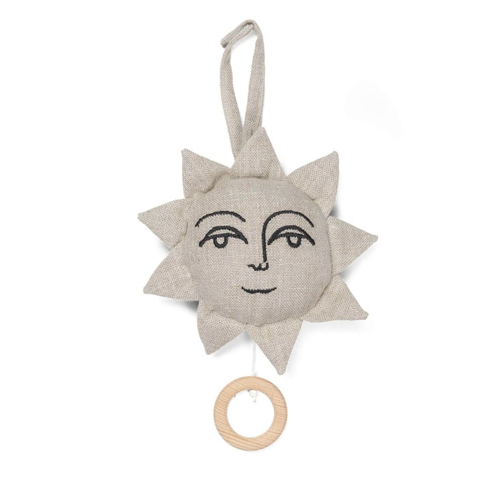 Ferm LIVING Sun Music Mobile in natural color, designed for nursery calming.