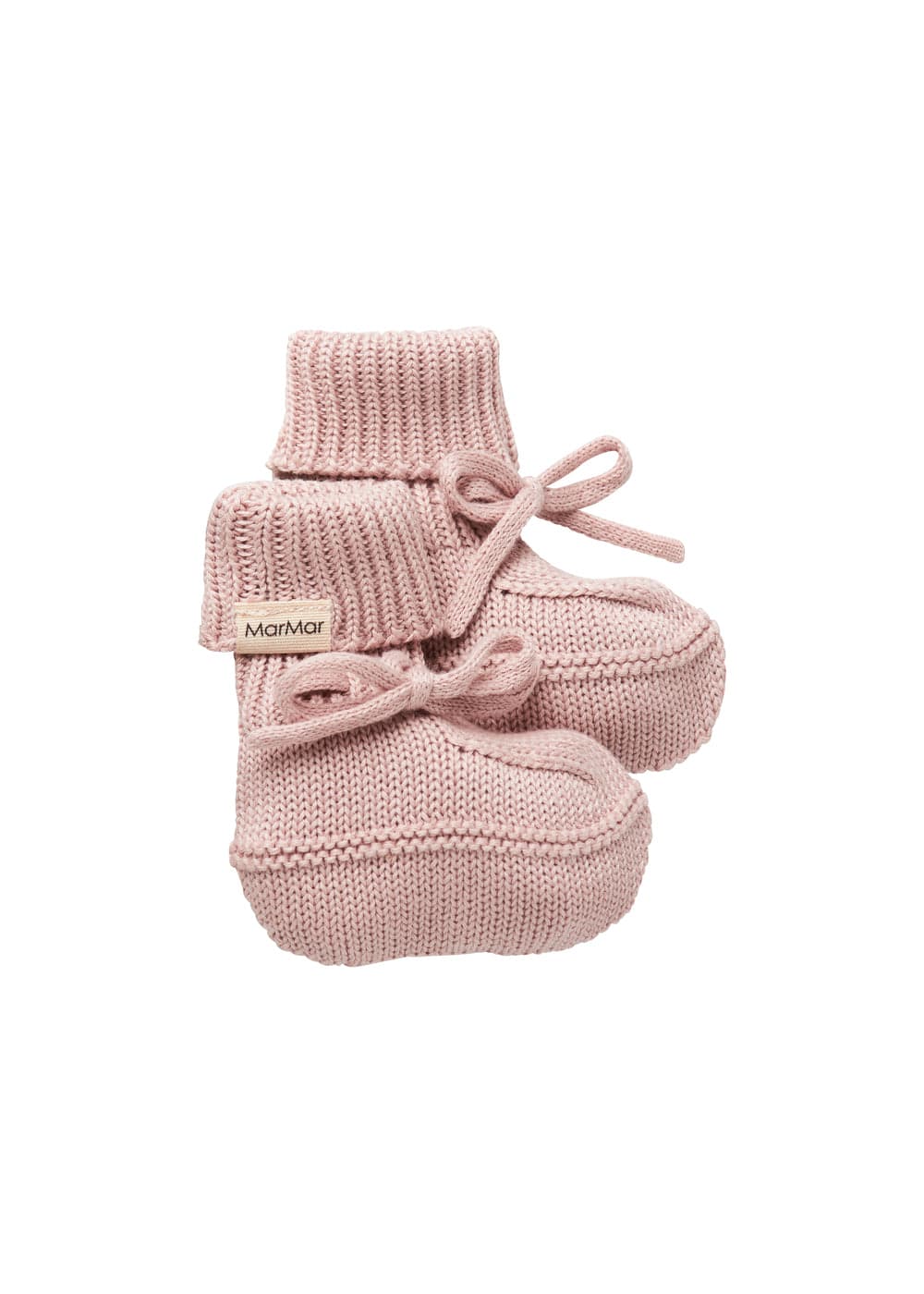 Soft wool blend baby booties in a neutral tone, perfect for infants.