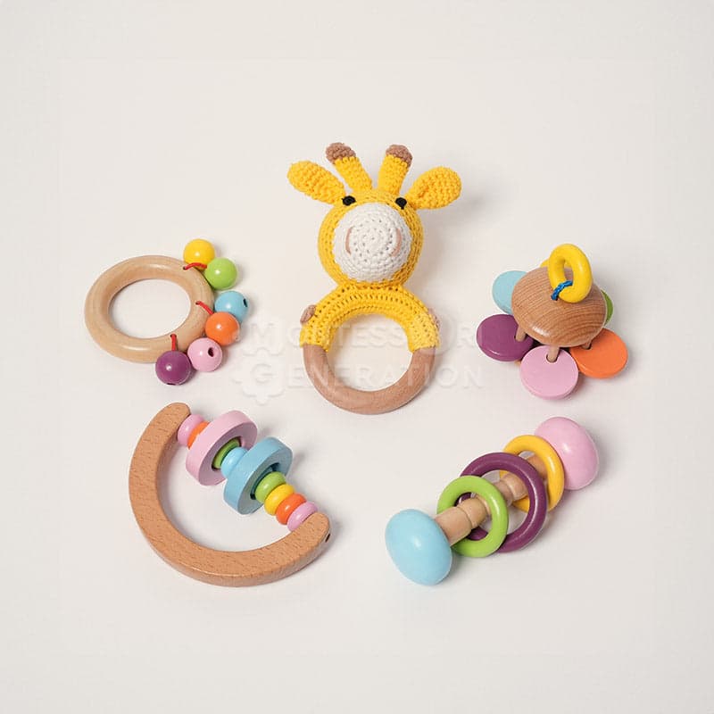 Montessori Rattle Kit designed for sensory development in infants.