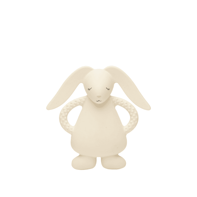 Cream Bunny Natural Rubber Teether in soft natural rubber.
