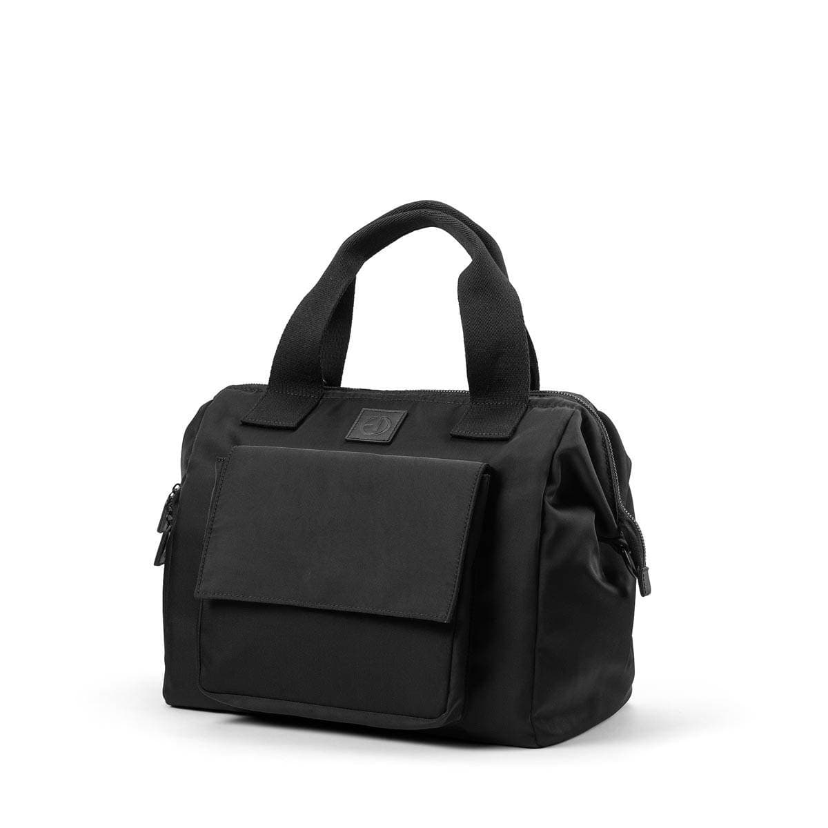Elodie Details Diaper Bag in Black Wide Frame, showcasing its sleek design and sturdy structure.