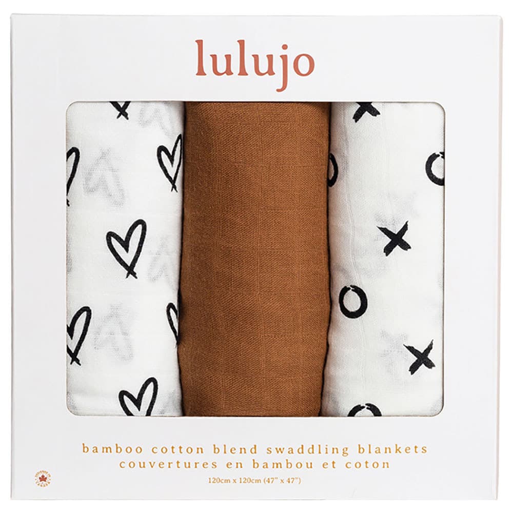 Lulujo Bamboo Muslin Swaddle Blanket Pack of 3 - All Natural