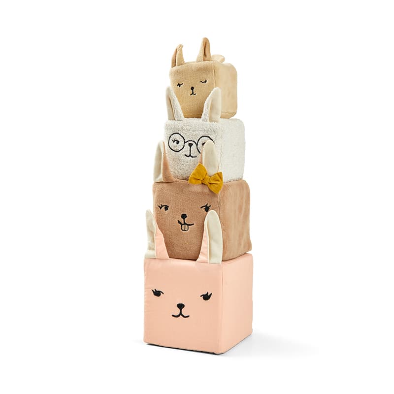 Fabelab Organic Soft Blocks Bunnies Toy - 4 pieces in soft organic cotton.