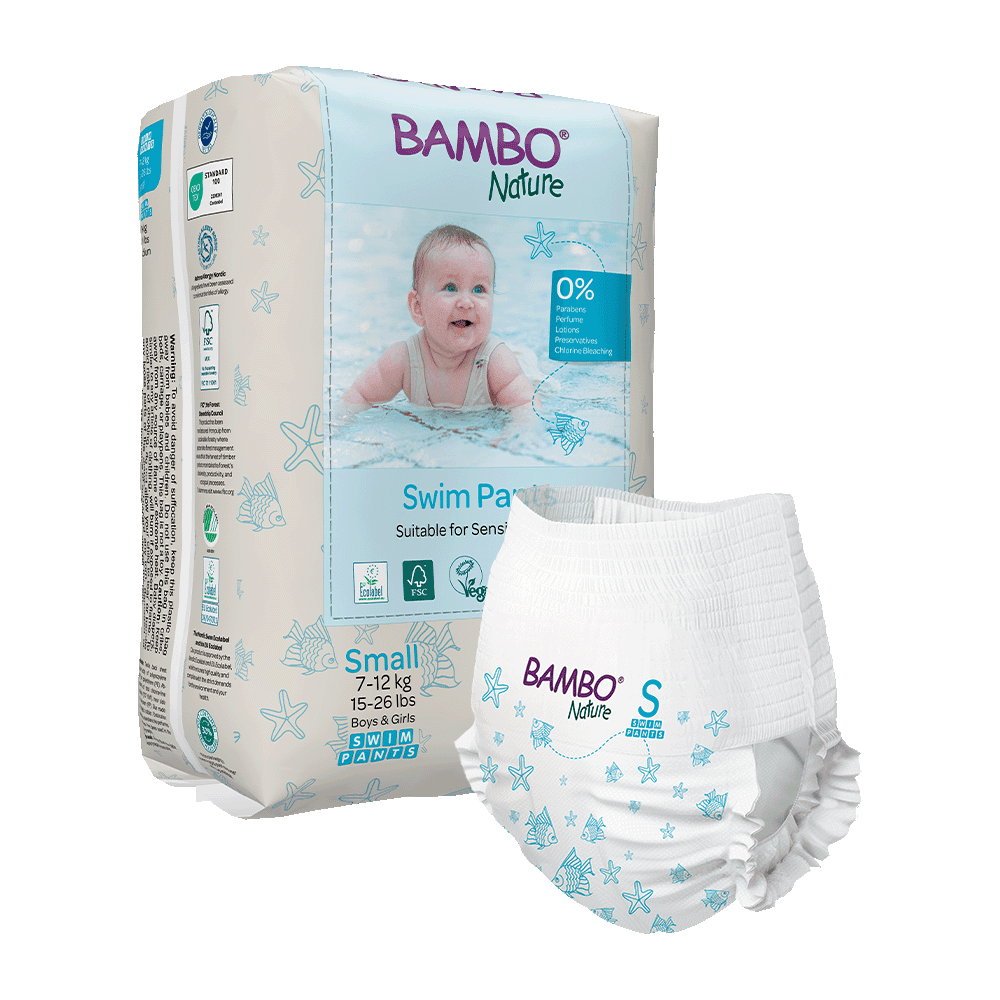 Bambo Nature Swim Pants Size S for babies, soft and flexible design.