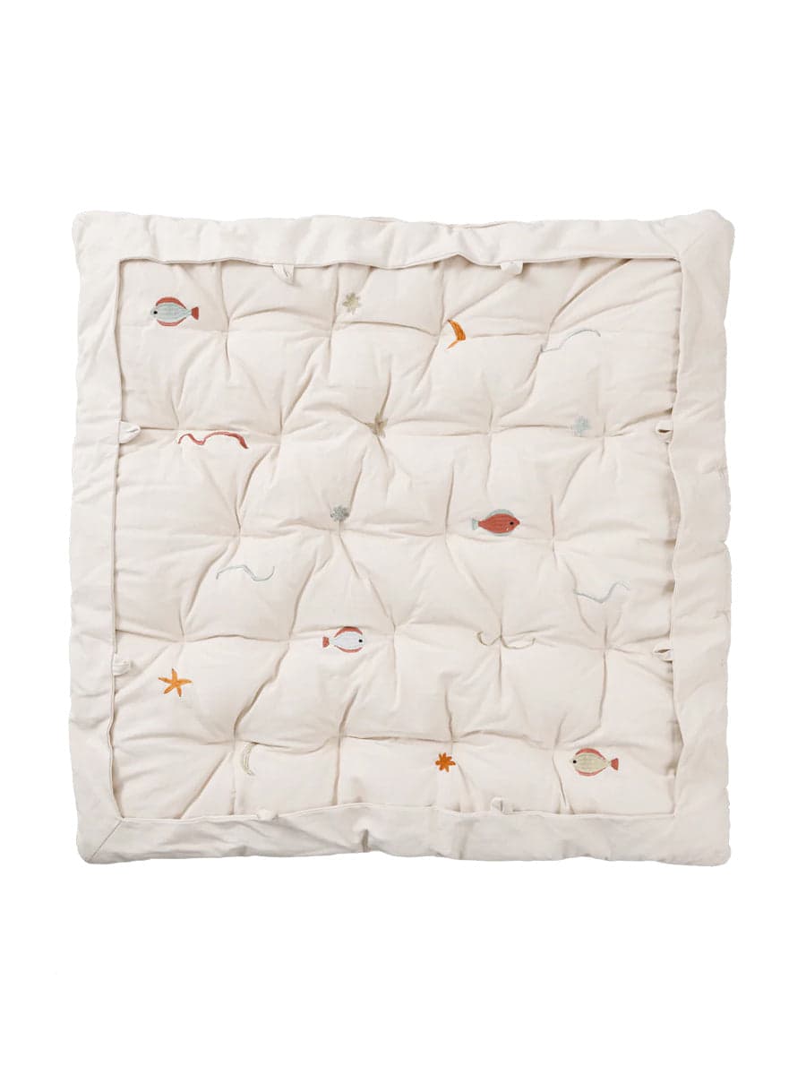 Ferm Living play rug with padding in natural color, perfect for children's play area.