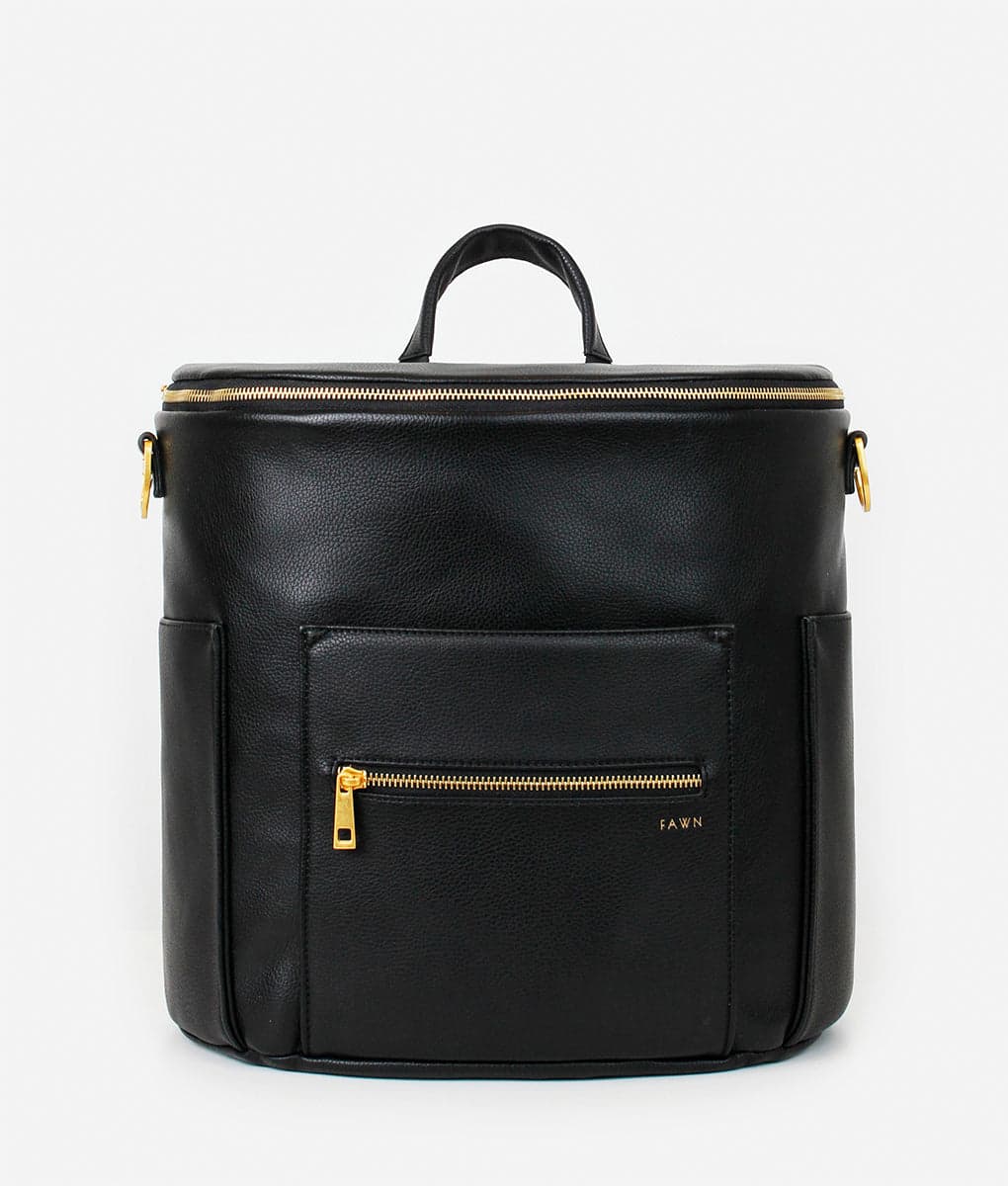 Fawn Design The Original Diaper Bag in Black, showcasing its sleek design.