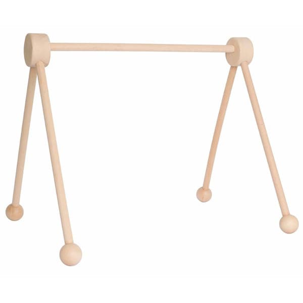 Wooden baby gym play arch by JaBaDaBaDo, natural wood finish.