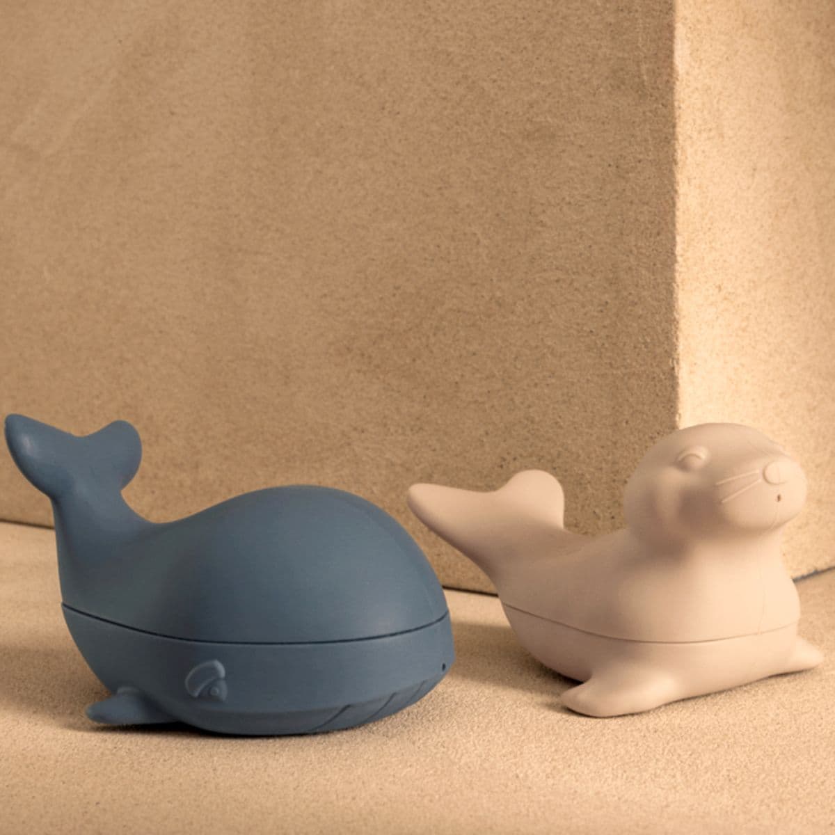 LIEWOOD Bath Animals Set DUNCAN Arctic Whale in blue and sandy colors.