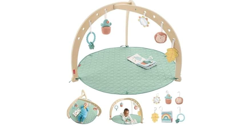 Fisher-Price Wood Baby Playmat Lay & Play for infants.