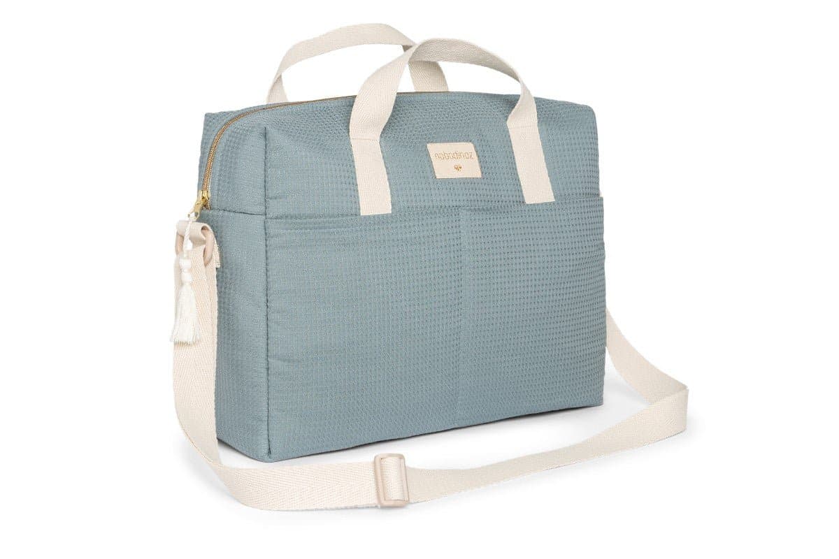 Gala Waterproof Changing Bag in Stone Blue by Nobodinoz.