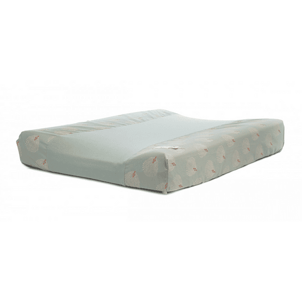 Nobodinoz Calma Waterproof Changing Mat & Cover in White Gatsby/Antique Green.