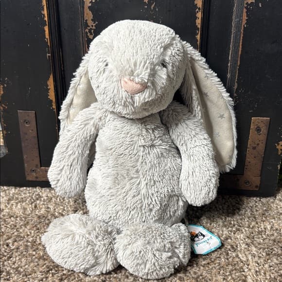 NWT Jellycat medium Bashful Shimmer Bunny, a soft plush toy for babies.